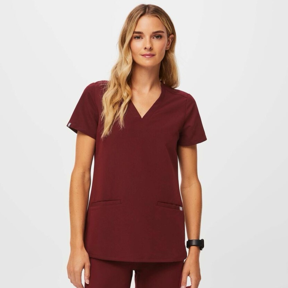 Figs Casma Three-Pocket Scrub Top - burgundy XXS